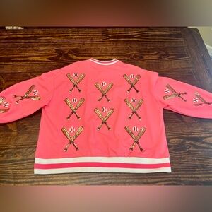 NWOT Neon Pink Scattered Baseball Bat Sweatshirt. Never Worn!
